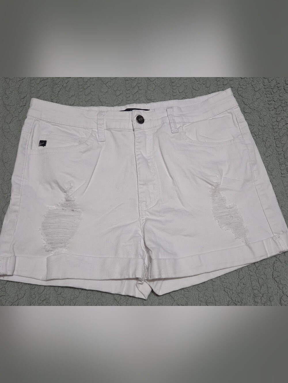 KanCan White Distressed Jean Shorts